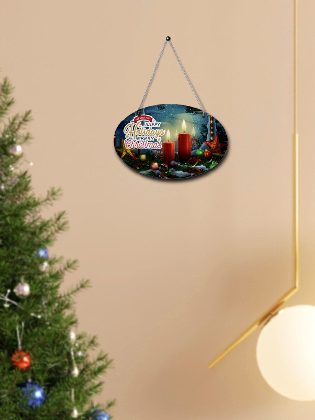 

Crazy Corner We Wish You Blue & Red Printed We Wish You Wooden Wall Hanging
