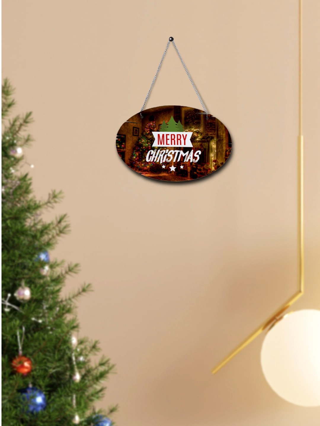 

Crazy Corner Brown & White Printed Christmas Wall Hanging