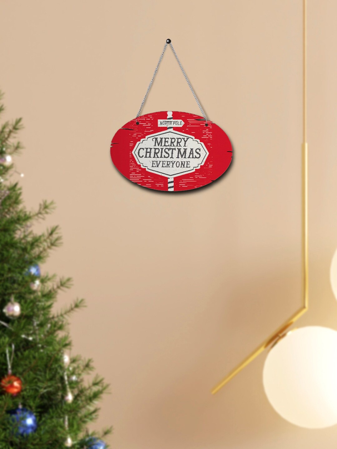 

Crazy Corner Red Printed Wooden Wall Hanging
