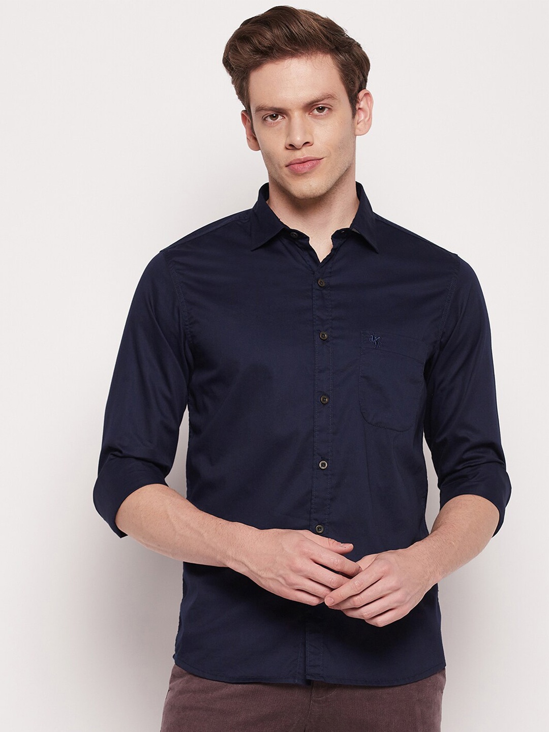 

Cantabil Men Comfort Casual Shirt, Navy blue