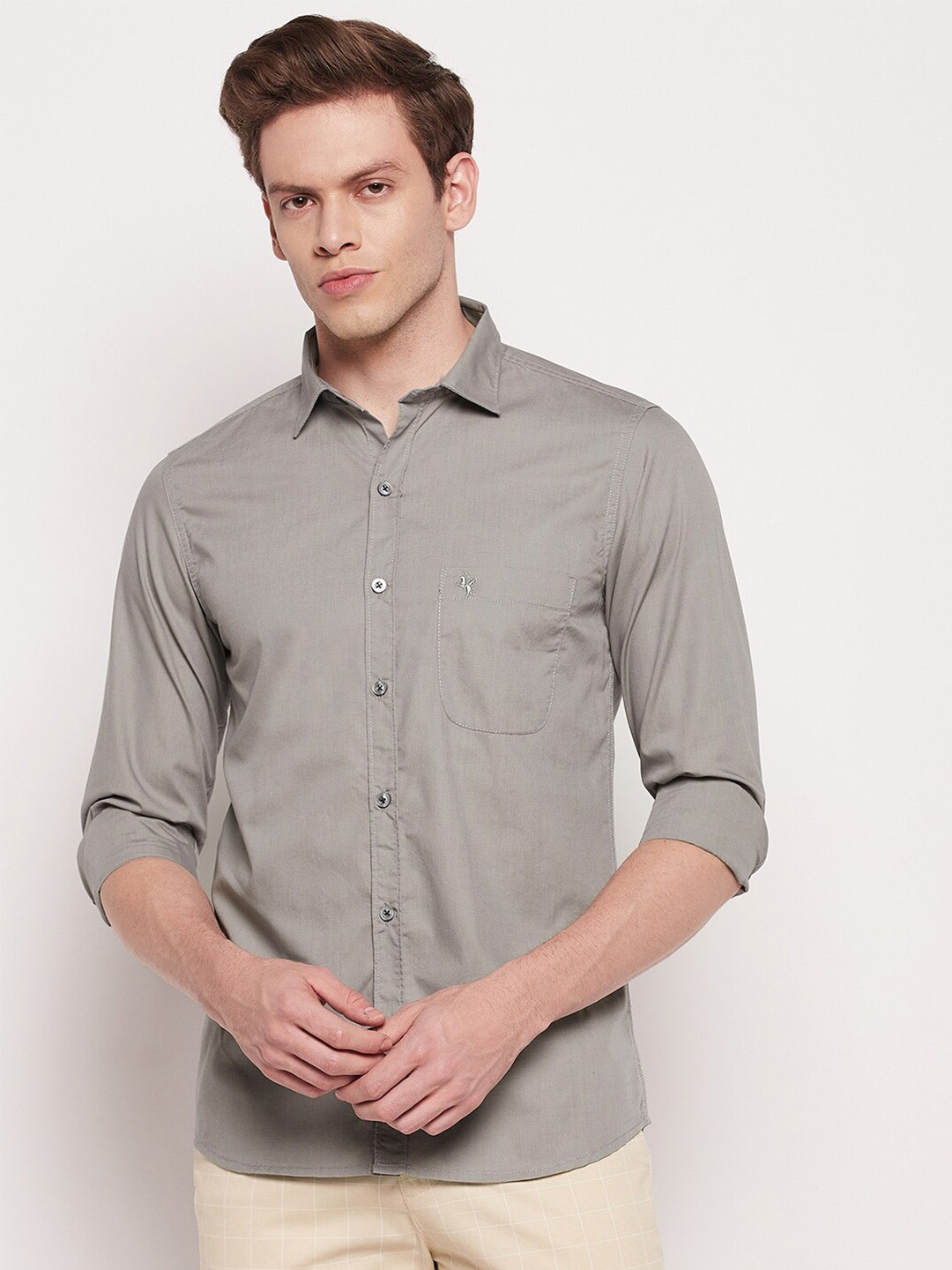 

Cantabil Men Comfort Casual Shirt, Grey