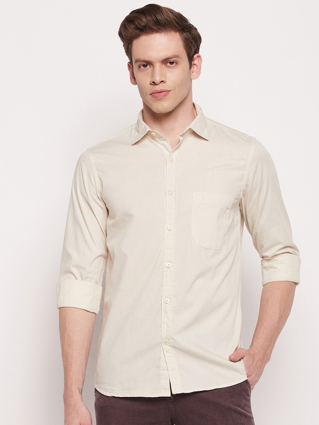 

Cantabil Men Comfort Casual Shirt, Cream