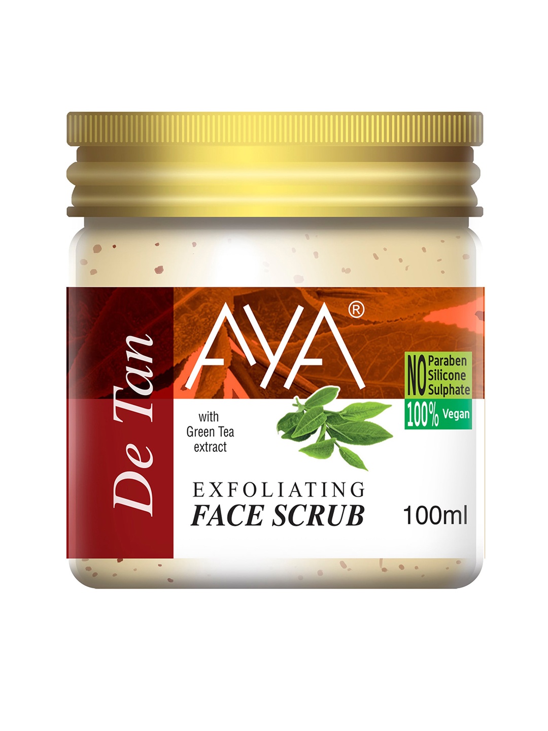 

AYA Detan Exfoliating Face Scrub with Green Tea Extracts 100 ml, Brown