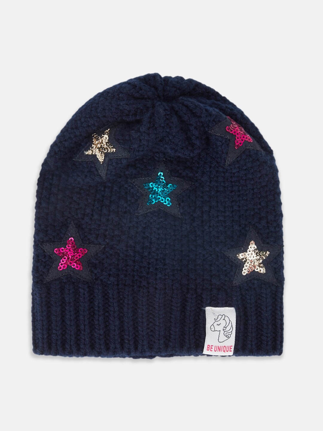 

Pantaloons Junior Girls Self Design Acrylic Beanie, Navy blue