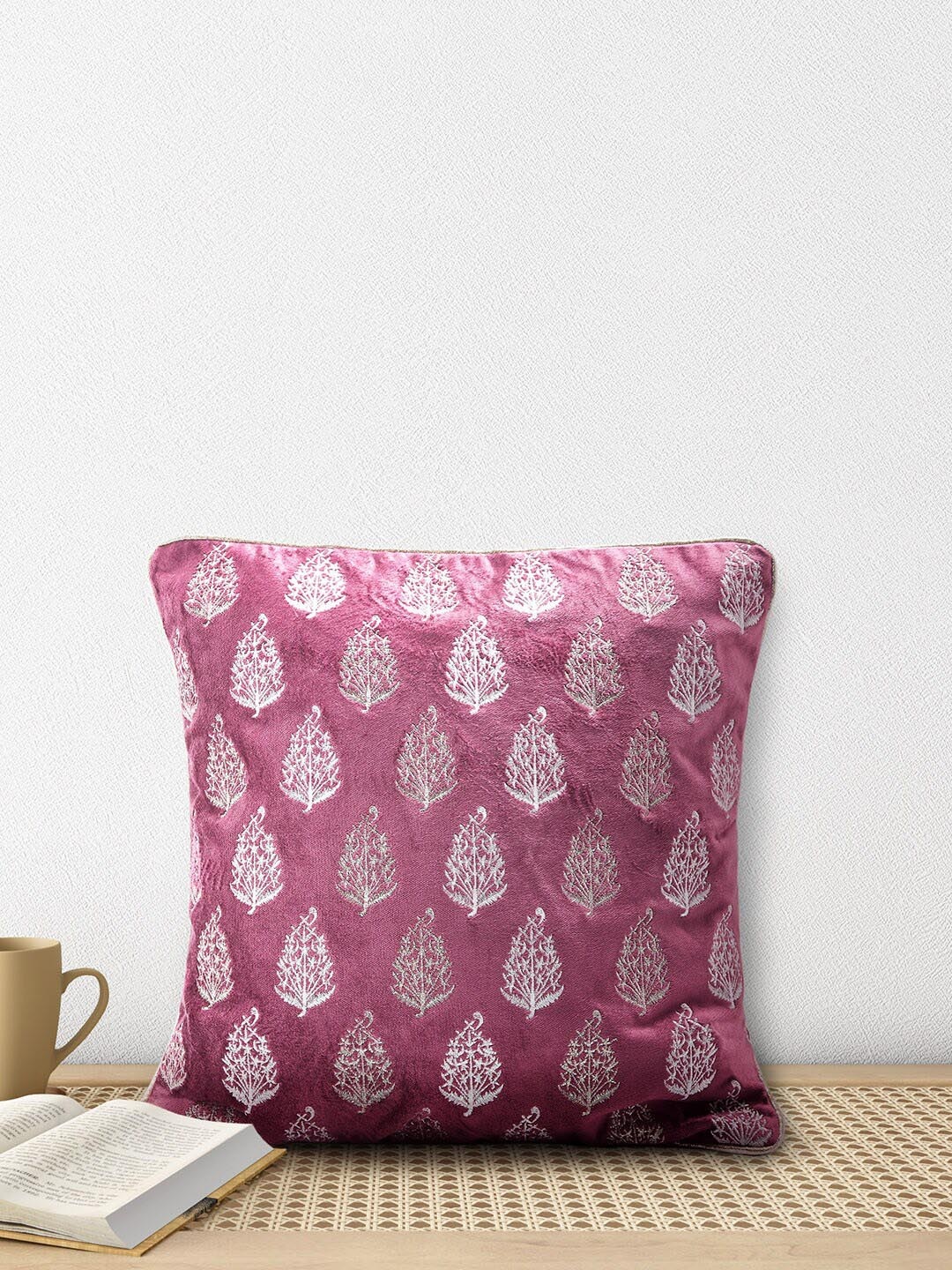 

Living scapes by Pantaloons Purple & White Floral Square Cushion Covers