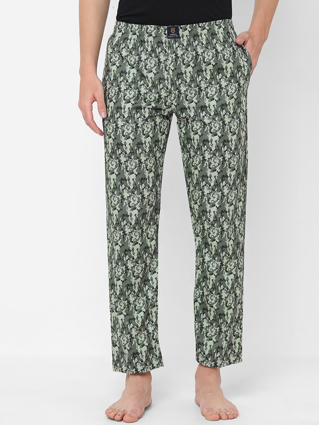 

URBAN SCOTTISH Men Printed Cotton Lounge Pant, Green