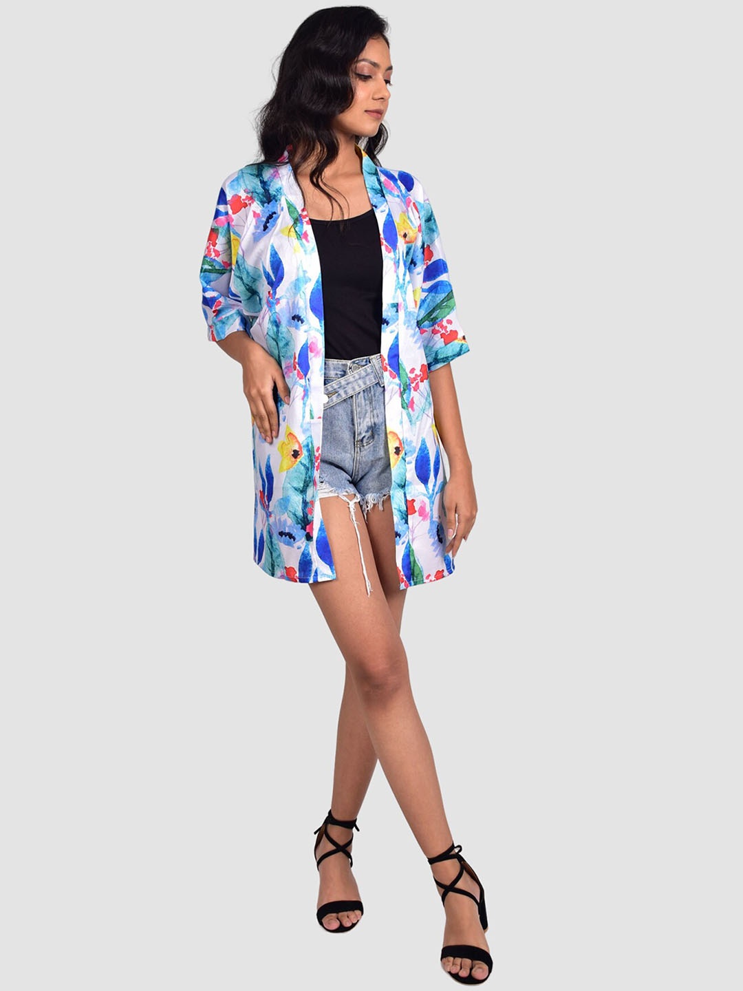 

Rajoria Instyle Women Multicoloured Printed Tie-Up Beach Coverup Shrug, Multi