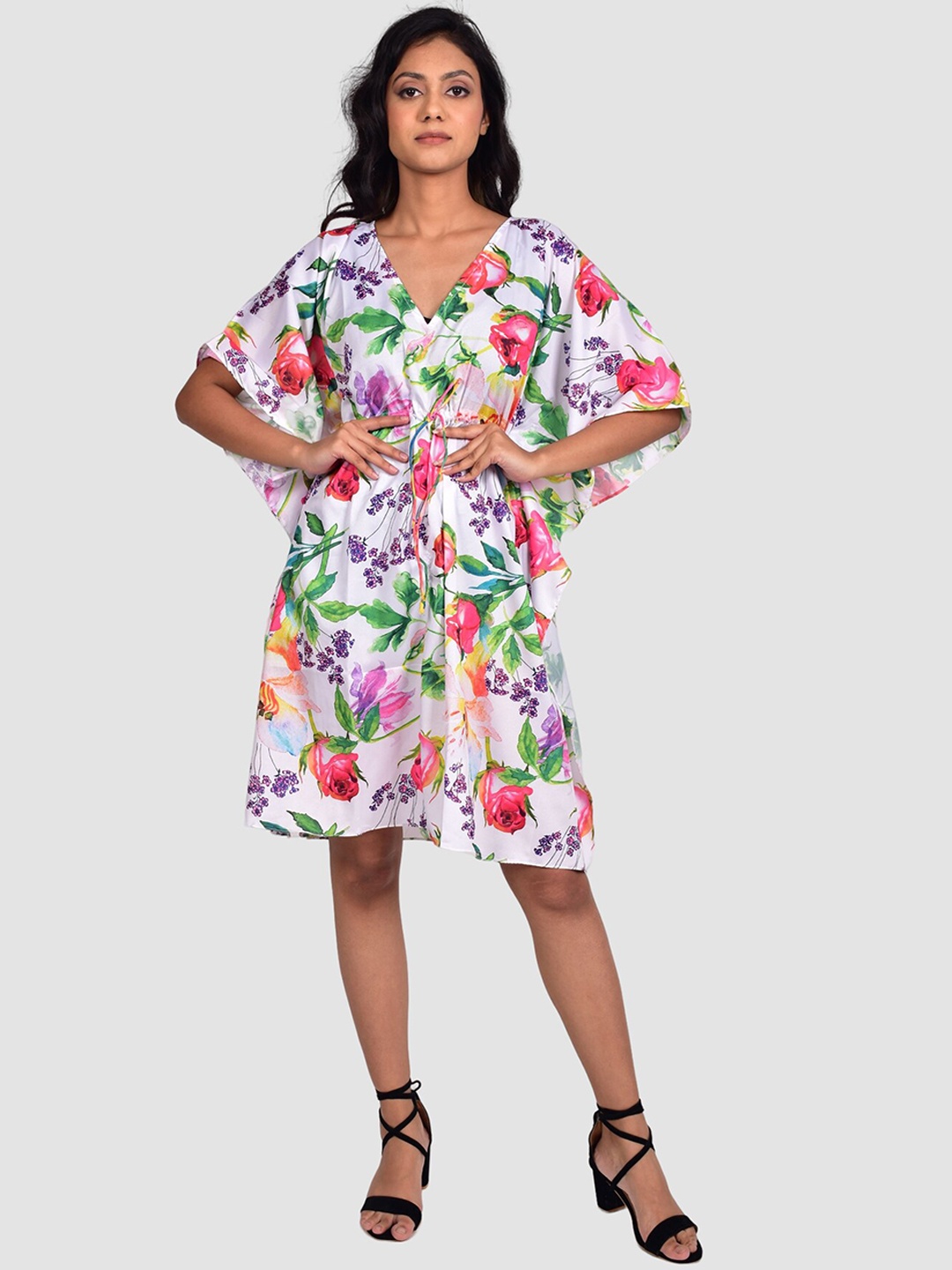 

Rajoria Instyle Women Floral Digital Printed Kaftan Cover-Up Dress, White