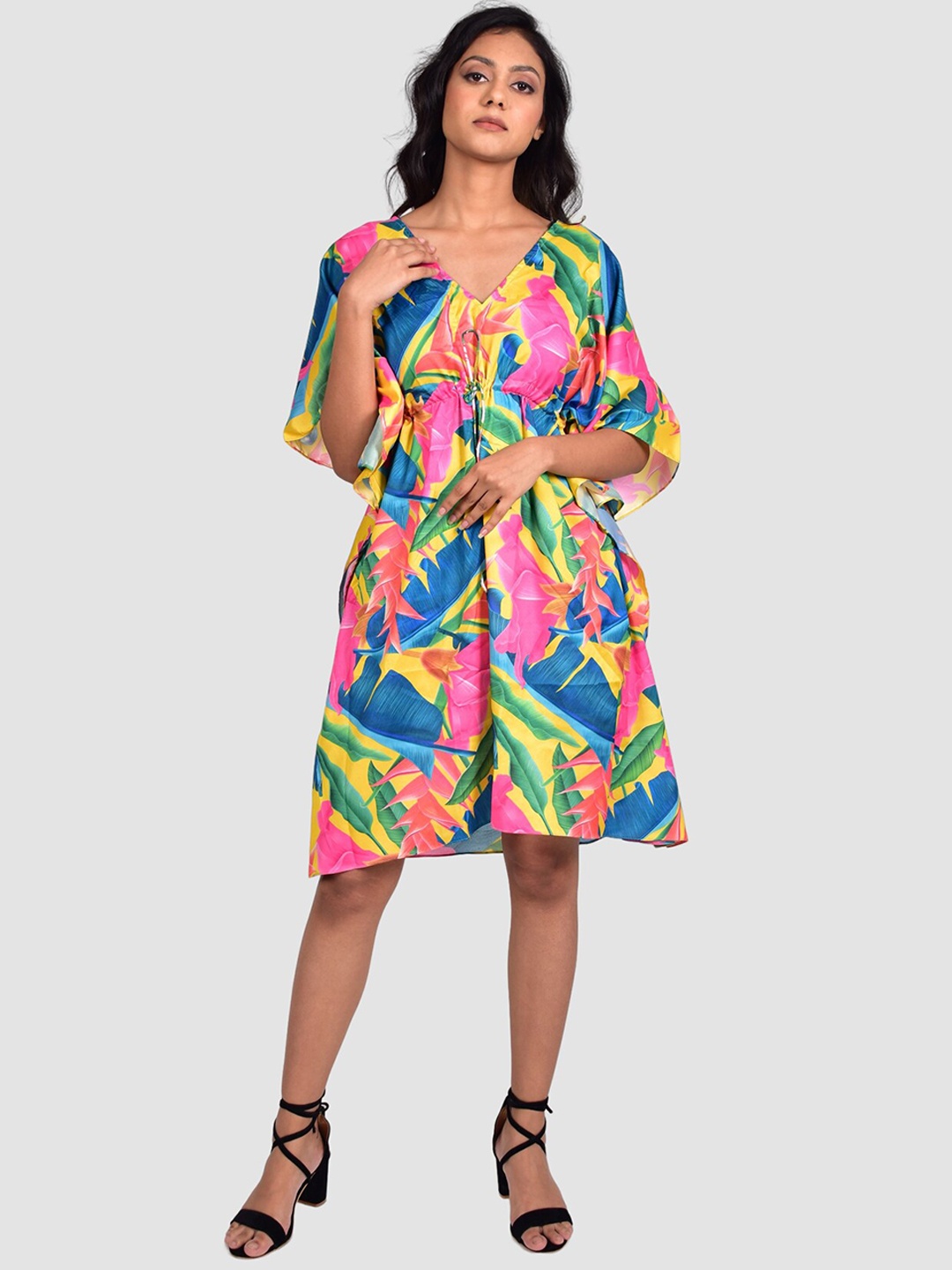 

Rajoria Instyle Women Digital Printed Crepe Kaftan Cover-Up Dress, Blue