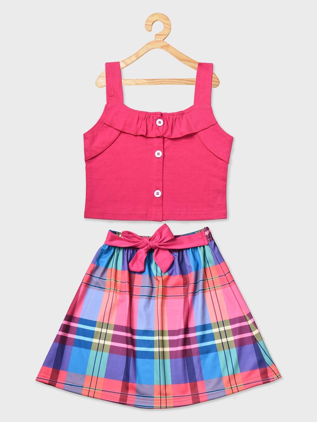 

POMY & JINNY Girls Cotton Top with Skirt, Pink