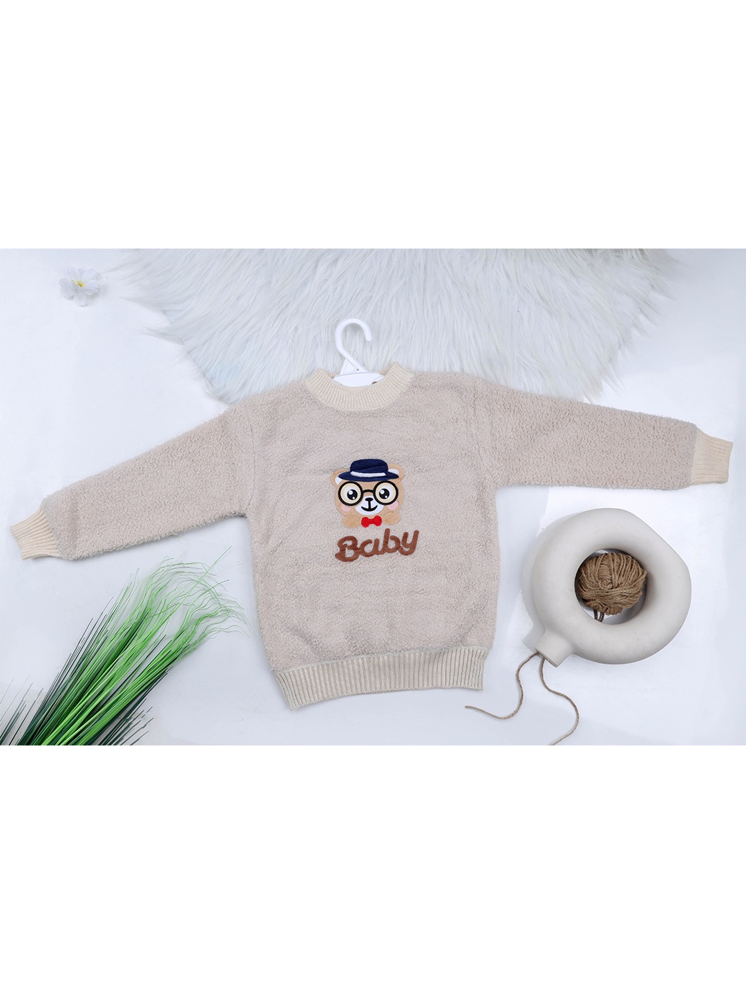 

ahhaaaa Kids Animal Acrylic Pullover, Grey melange