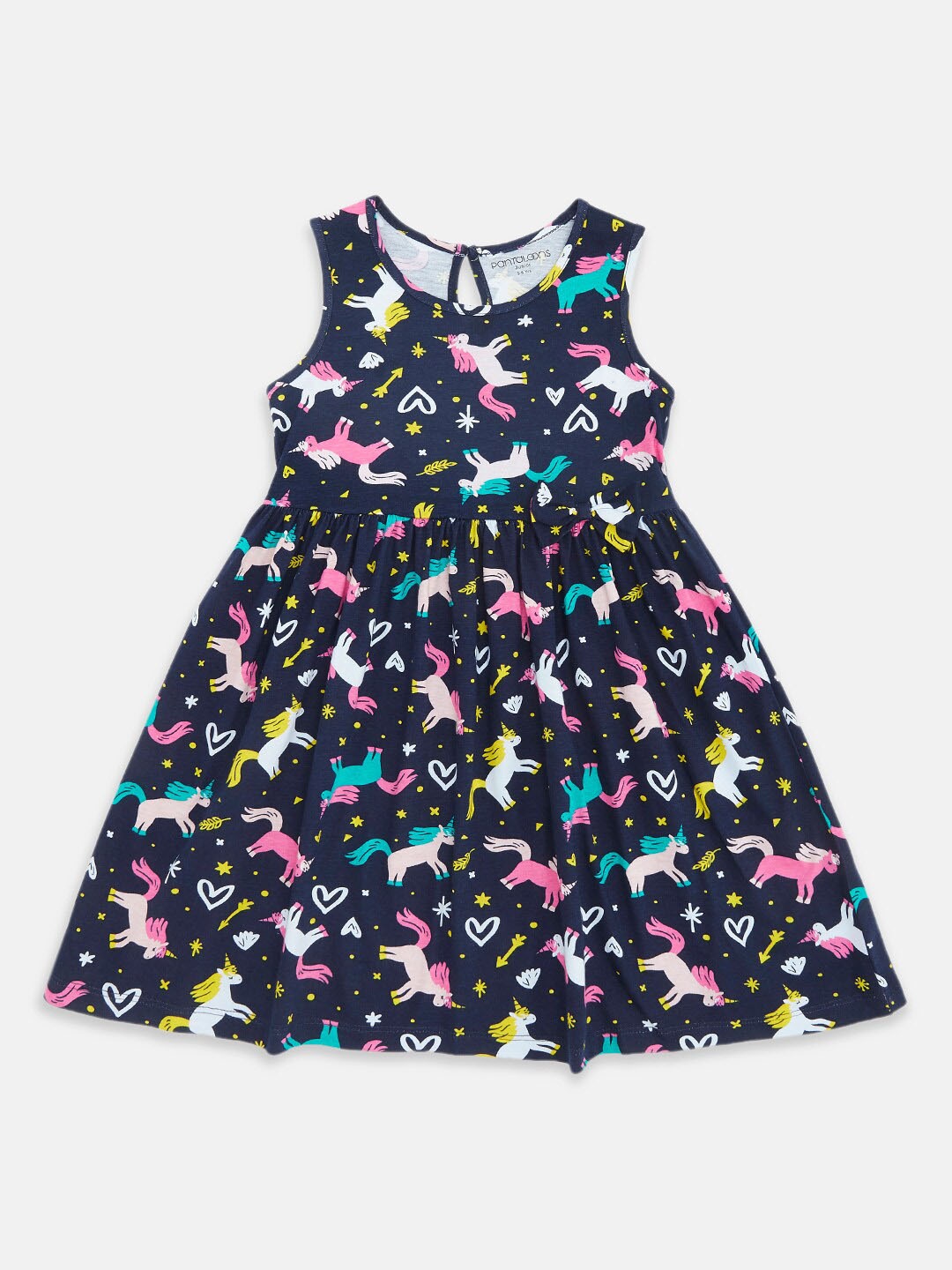 

Pantaloons Junior Fit and Flare Cotton Dress, Navy blue