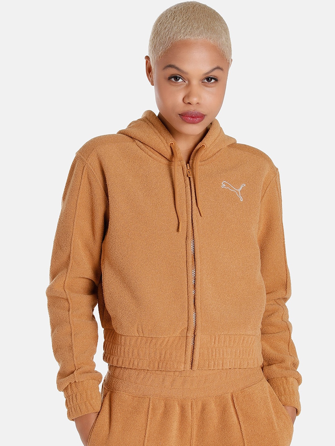 

Puma Women Winterised Full-Zip Hooded Relaxed Fit Sporty Jacket, Brown