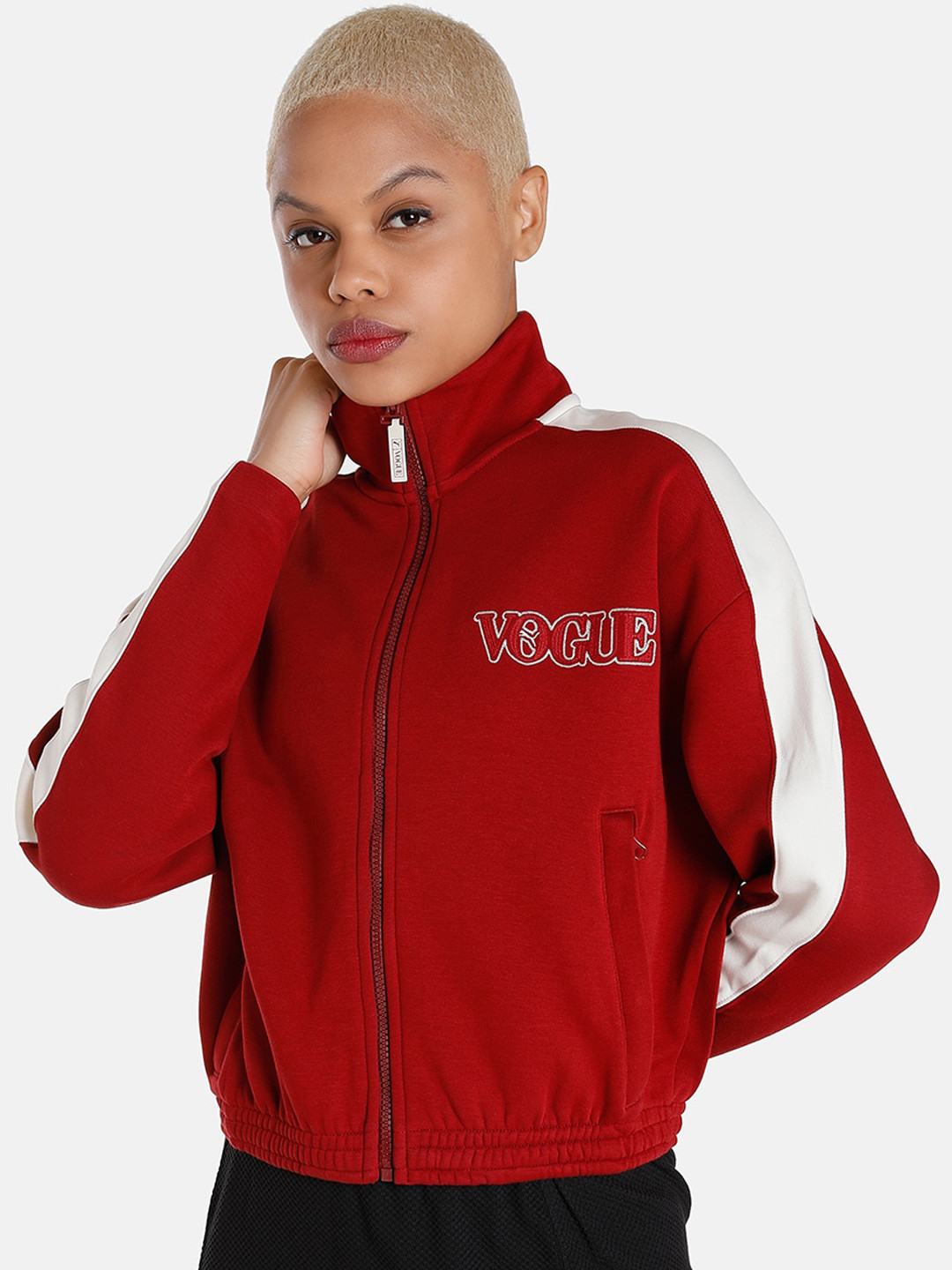 

Puma Women PUMA x VOGUE T7 Cotton Regular Fit Sporty Jacket with Embroidered Detail, Red