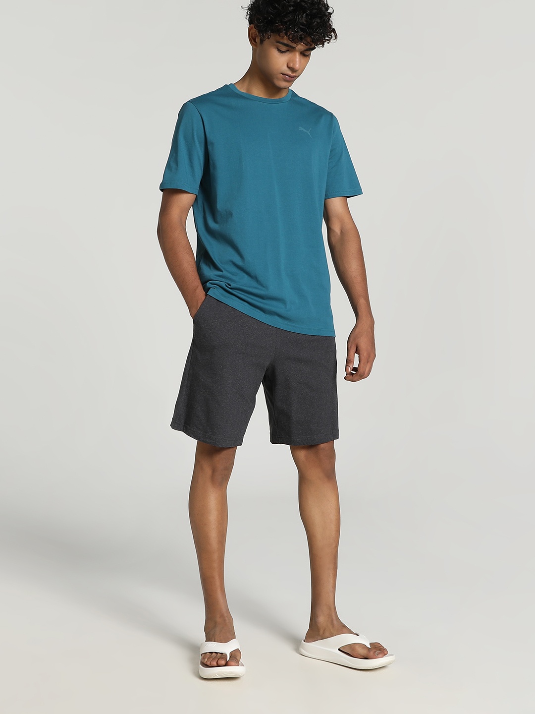 

Puma Basic Round Neck T-Shirt & Shorts Set, Blue