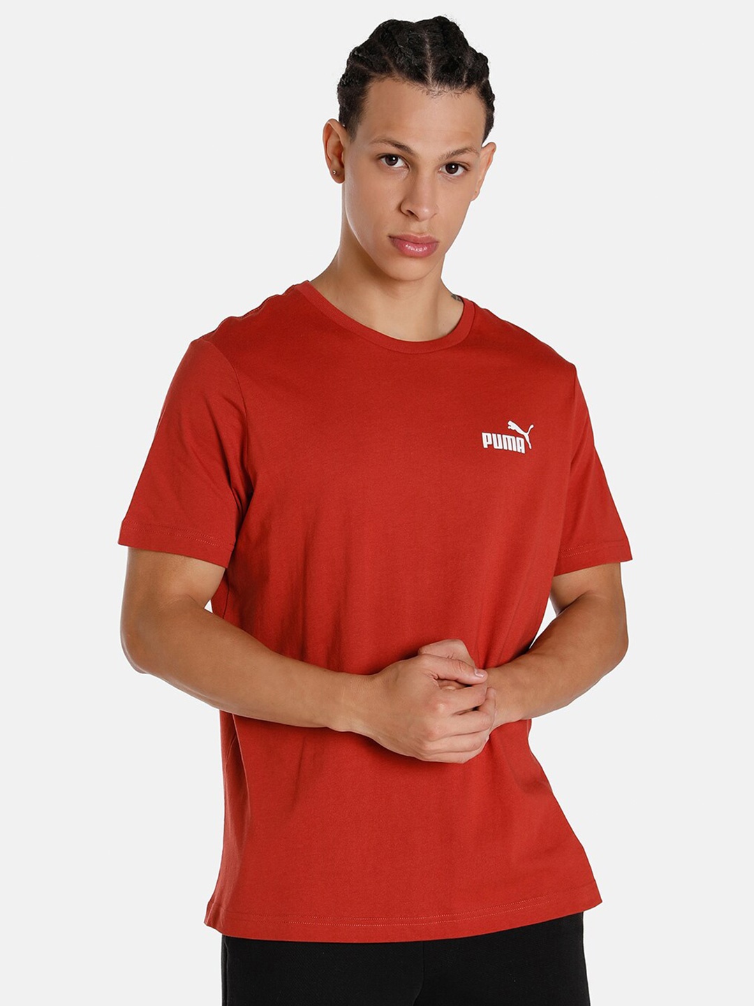 

Puma Men Essentials Small Logo Regular Fit Cotton T-shirt, Red
