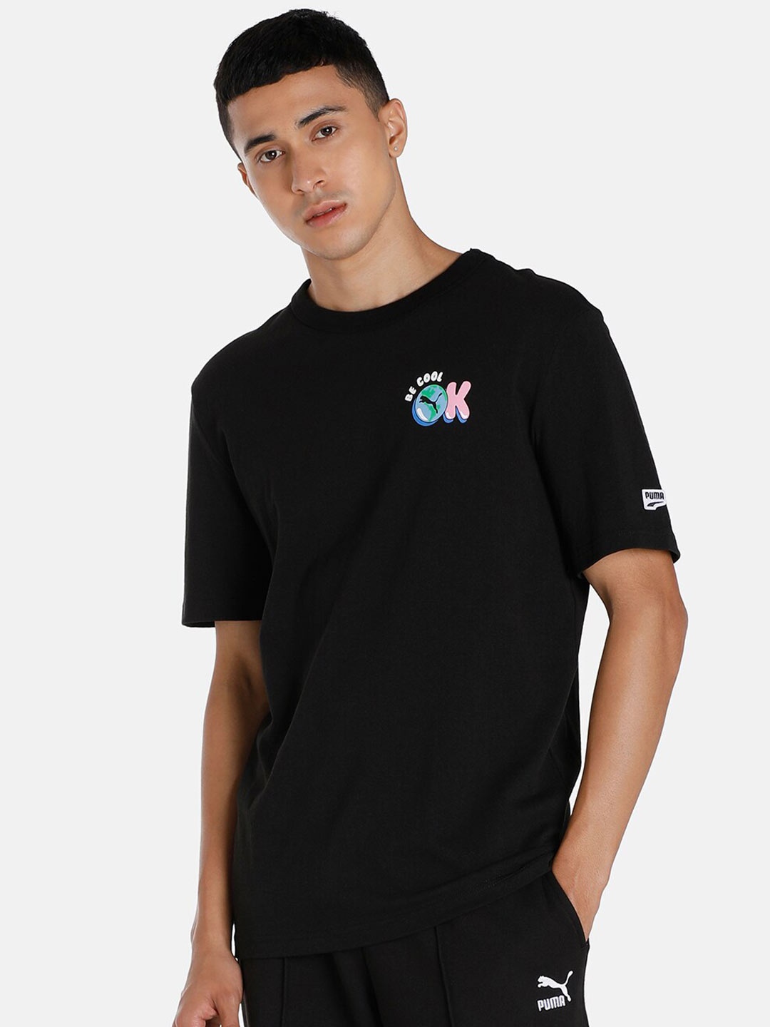 

Puma Men Downtown Graphic Cotton T-shirt, Black