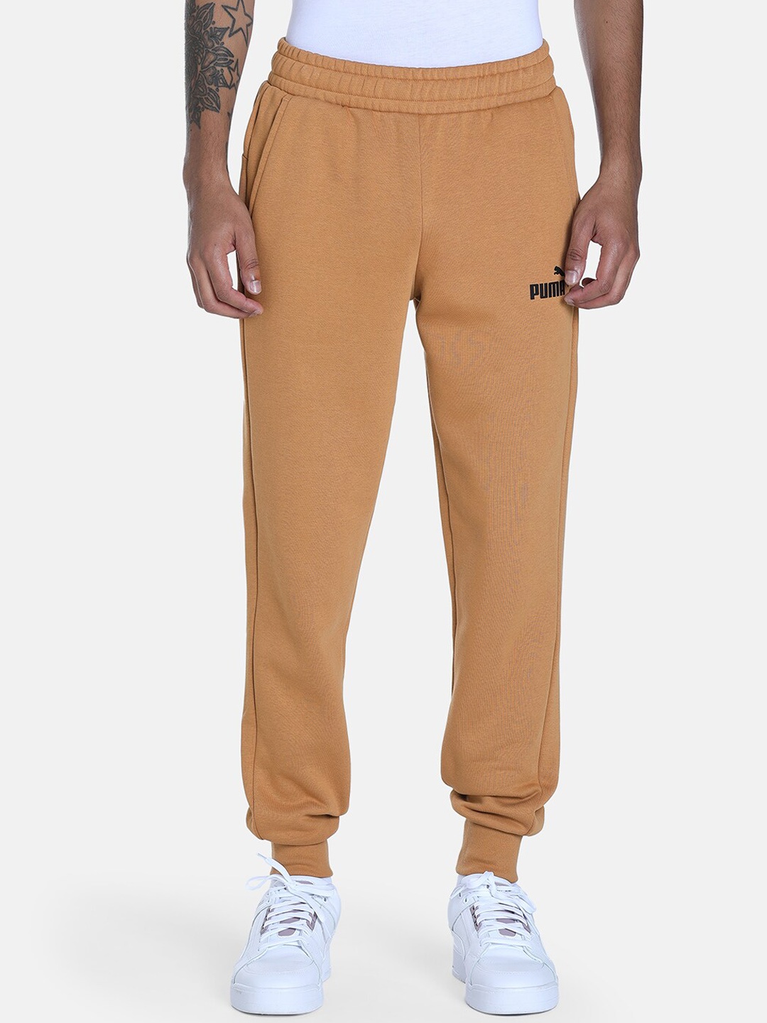 

Puma Essential Logo Men Brand Logo Printed Knitted Cotton Track Pants, Brown