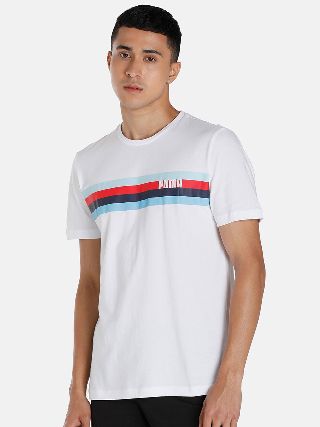 

Puma Men CELEBRATION Graphic Printed Cotton T-shirt, White