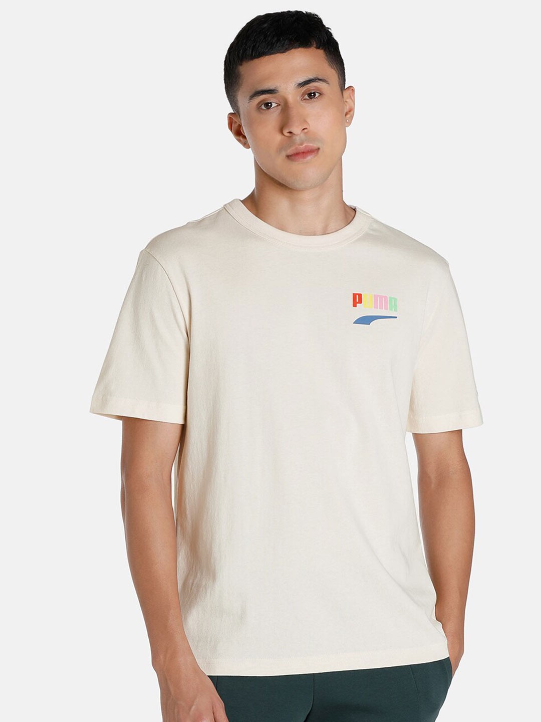 

Puma Men Downtown Graphic Cotton T-shirt, Beige