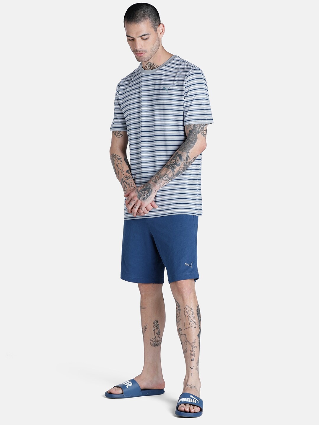 

Puma Men Striped T-shirt with Shorts, Blue