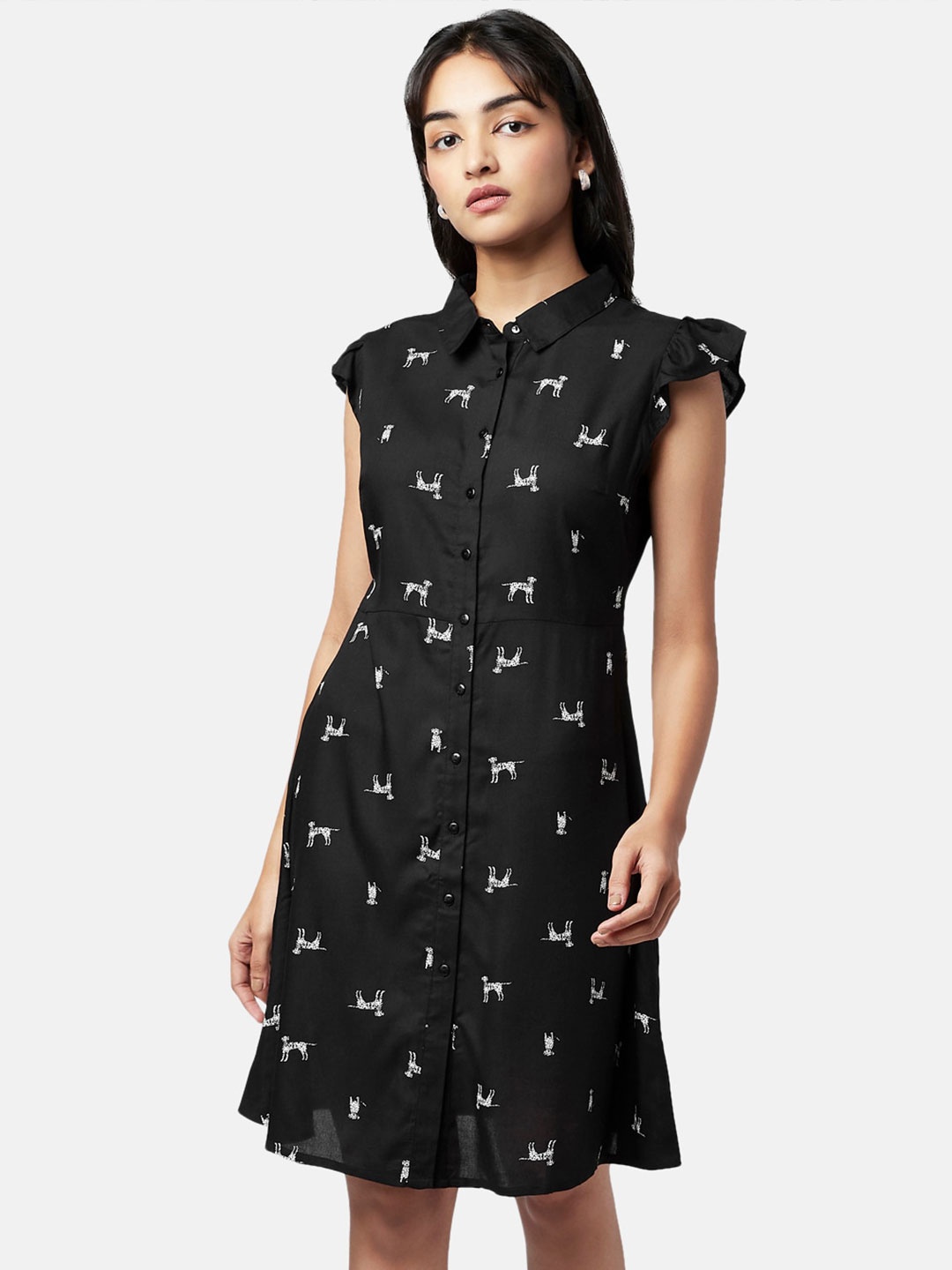 

YU by Pantaloons Conversational Printed Shirt Dress, Black