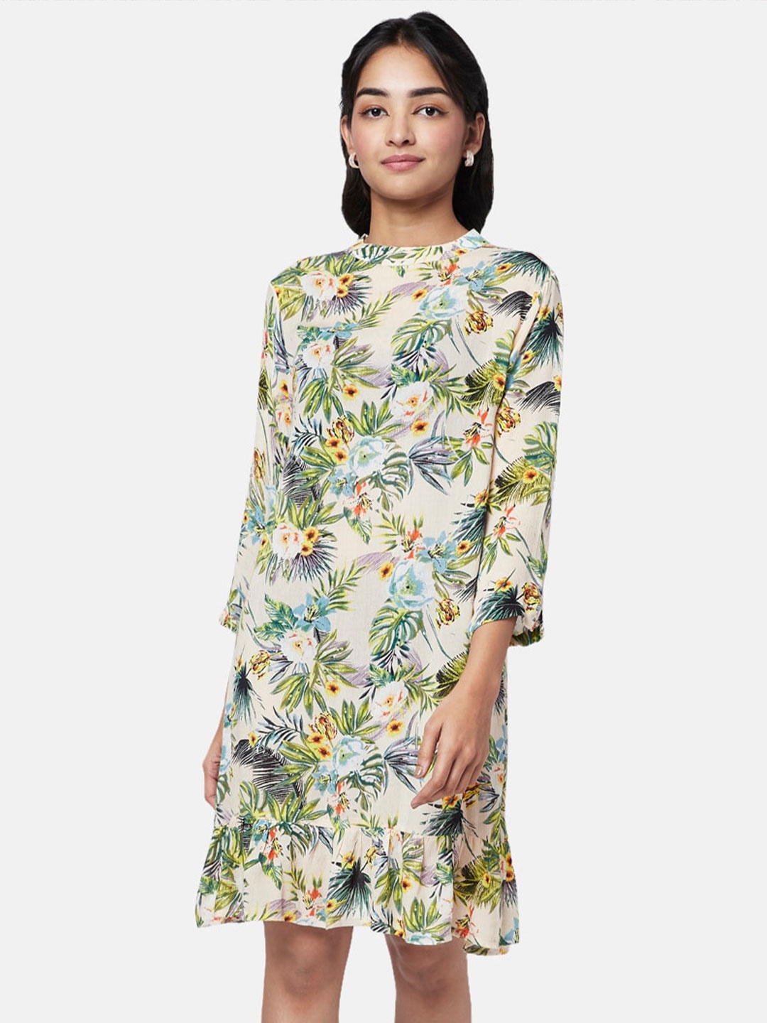 

YU by Pantaloons Floral A-Line Dress, Cream