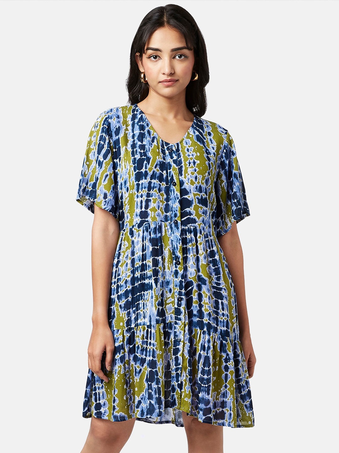 

YU by Pantaloons Tie and Dye A-Line Dress, Green