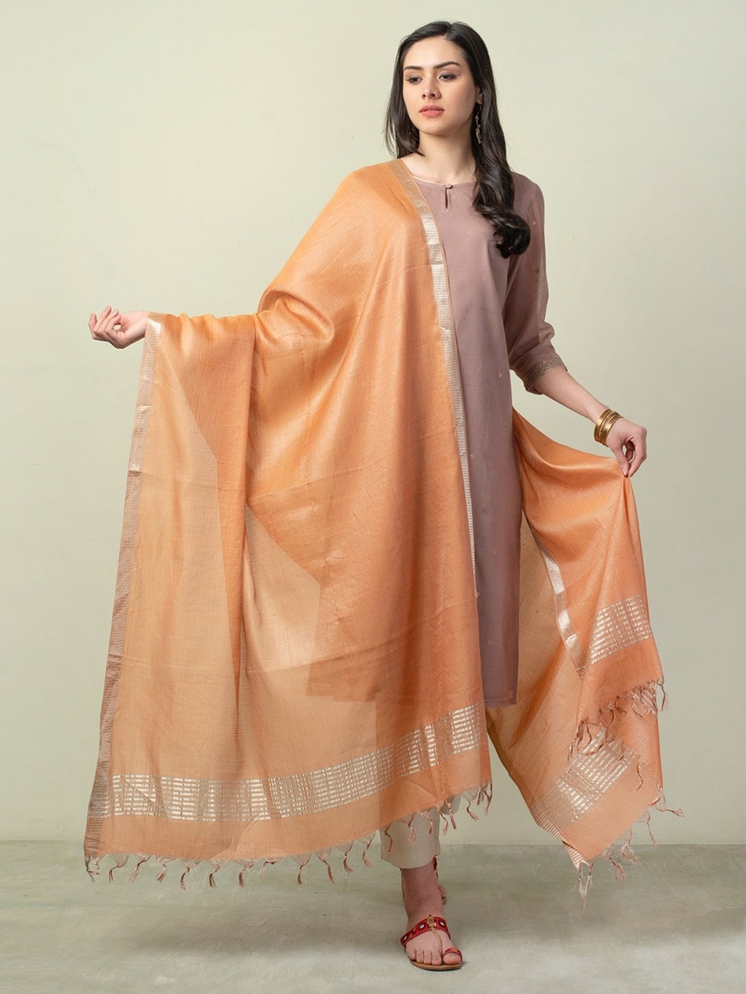 

Fabindia Woven Design Dupatta, Peach