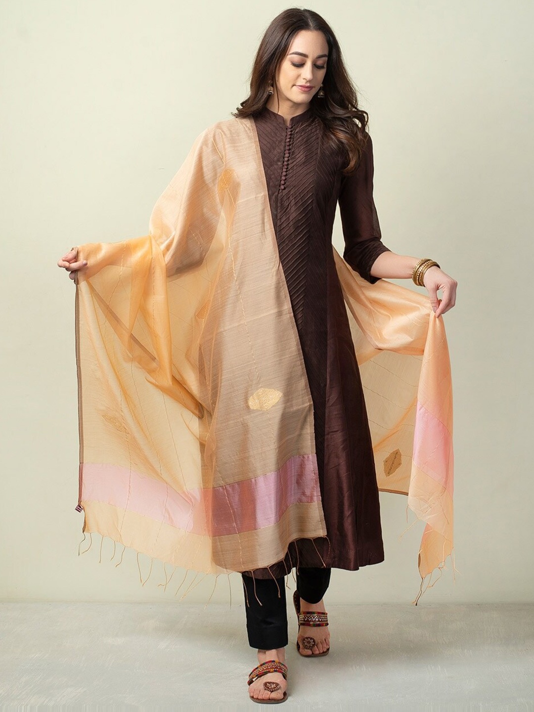 

Fabindia Woven Design Cotton Silk Dupatta with Zari, Yellow