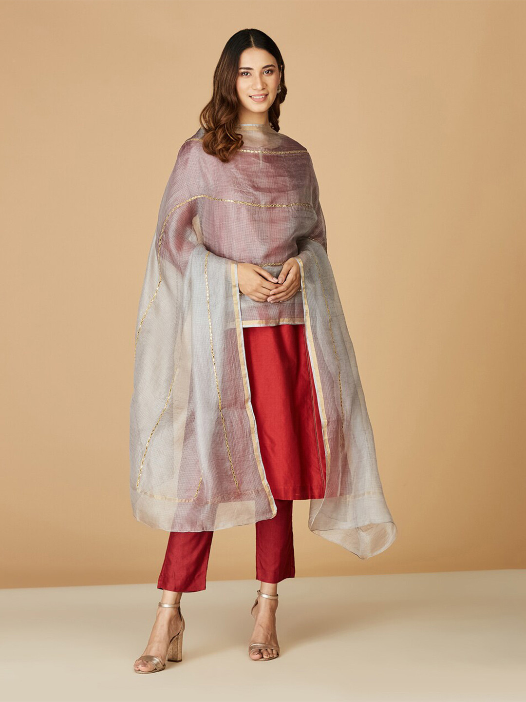 

Fabindia FabBasic Embroidered Dupatta, Grey