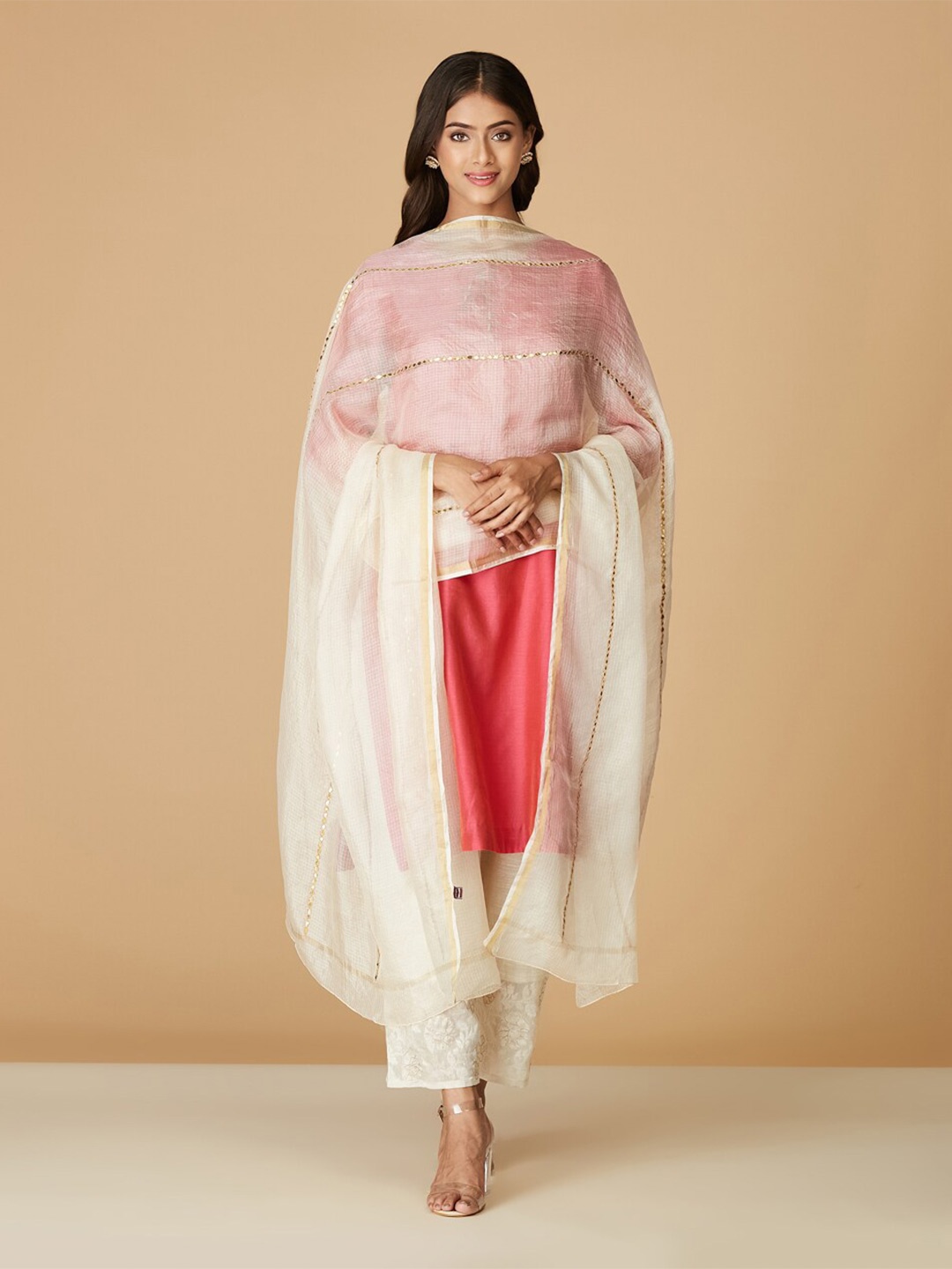 

Fabindia Off White & Gold-Toned Embroidered Dupatta with Zari
