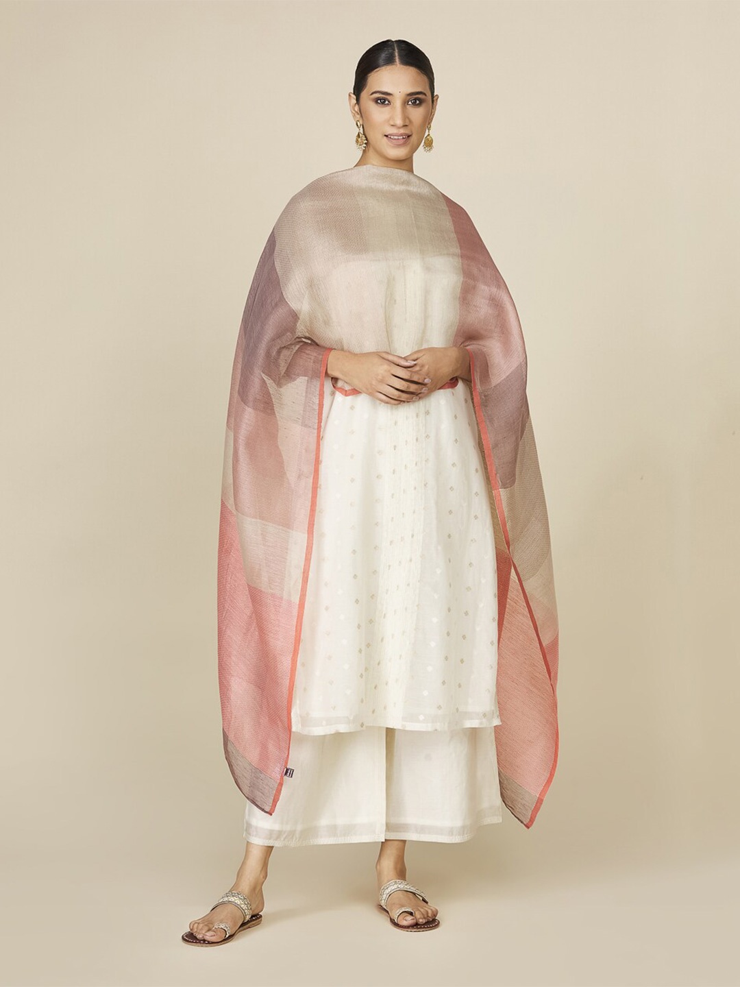 

Fabindia Woven Design Linen Dupatta, Pink