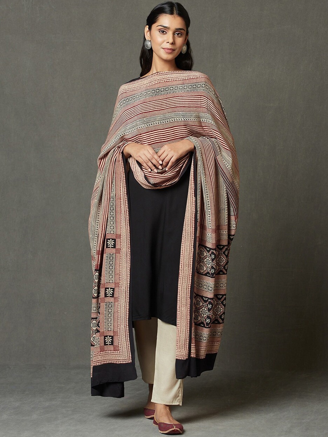 

Fabindia Printed Dupatta, Beige