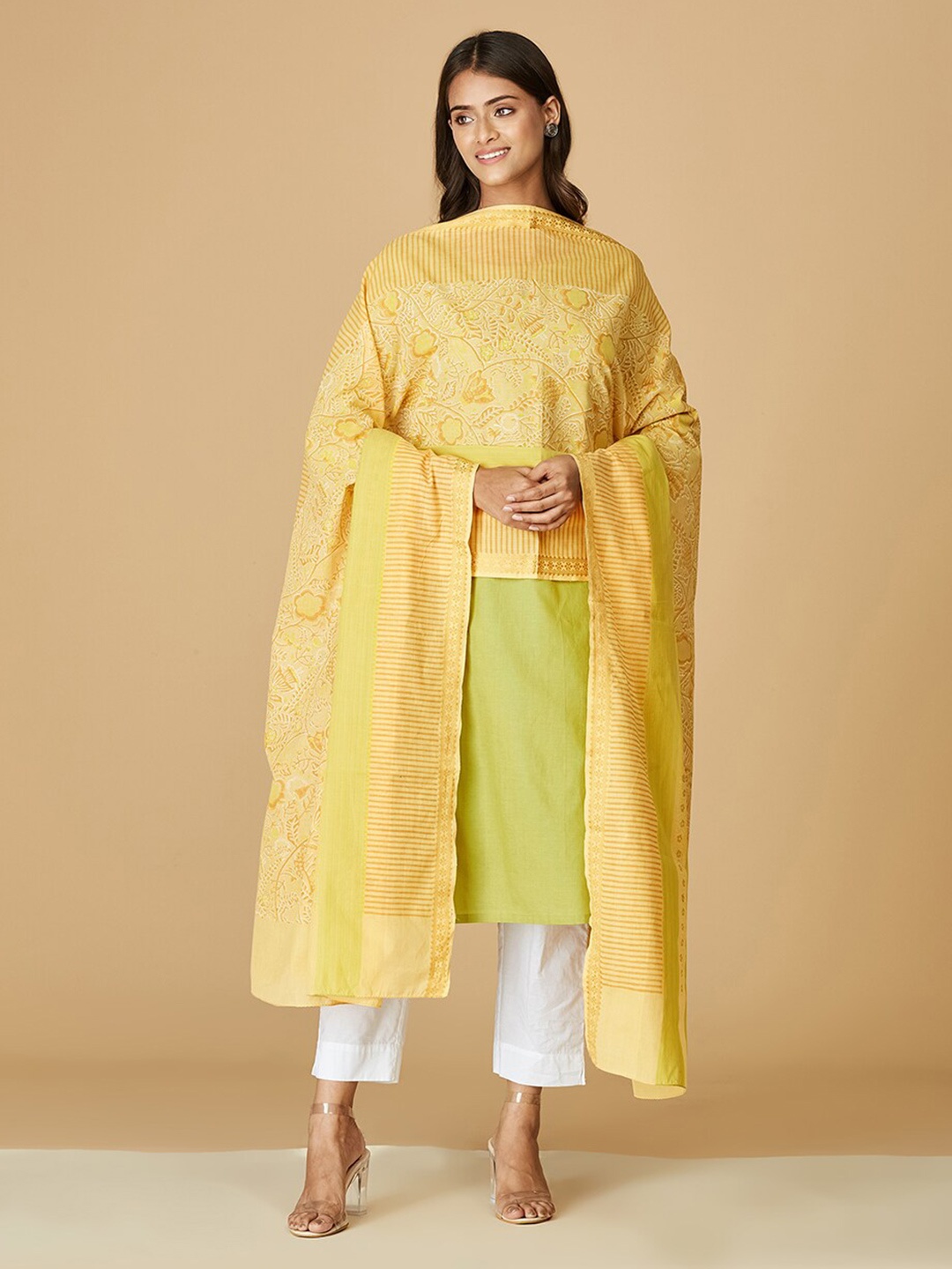 

Fabindia Printed Pure Cotton Dupatta, Mustard