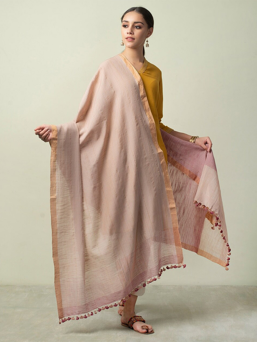 

Fabindia Dupatta with Zari, Pink