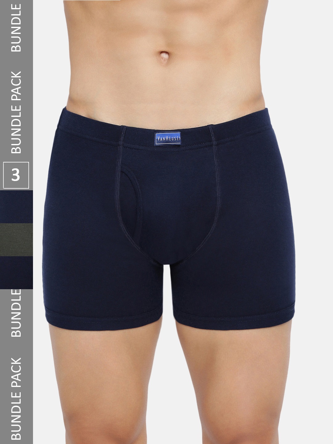 

Van Heusen Men Multicolour Pack of 3 Solid Antibacterial Colour Fresh Boxer Briefs, Navy blue