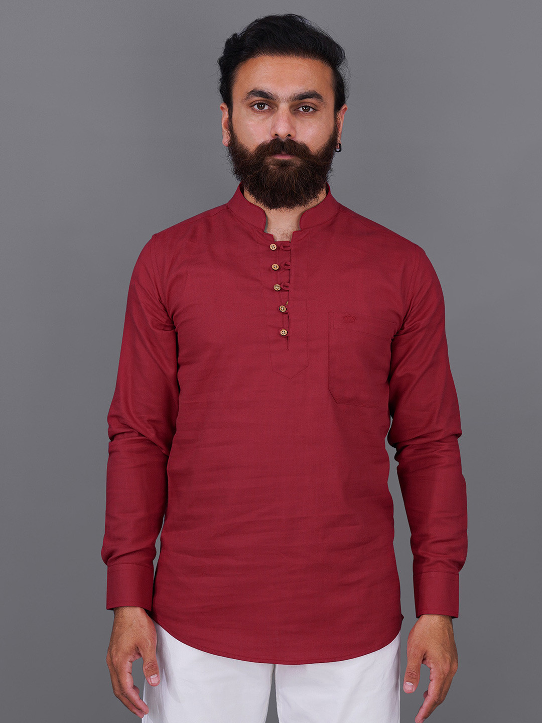 

FRENCH CROWN Men Standard Linen Casual Shirt, Red