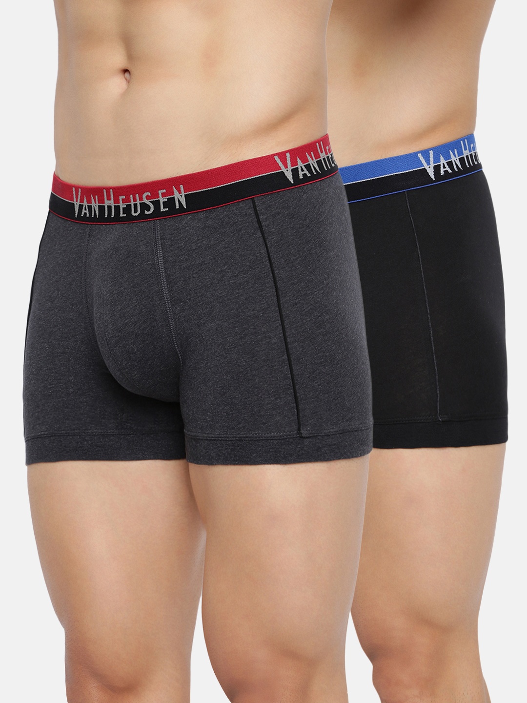 

Van Heusen Men Multicolour Pack of 2 Antibacterial Colour Fresh Trunks 10041, Black