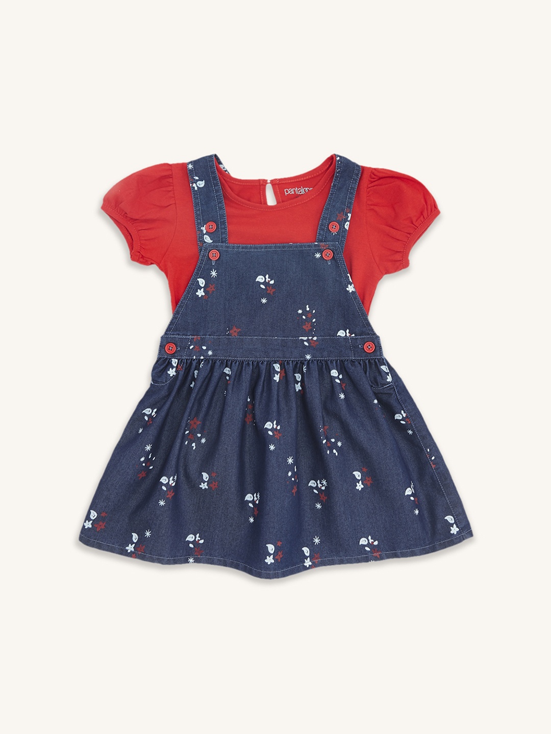

Pantaloons Baby Infant Girls Cotton Flared Dungarees, Blue