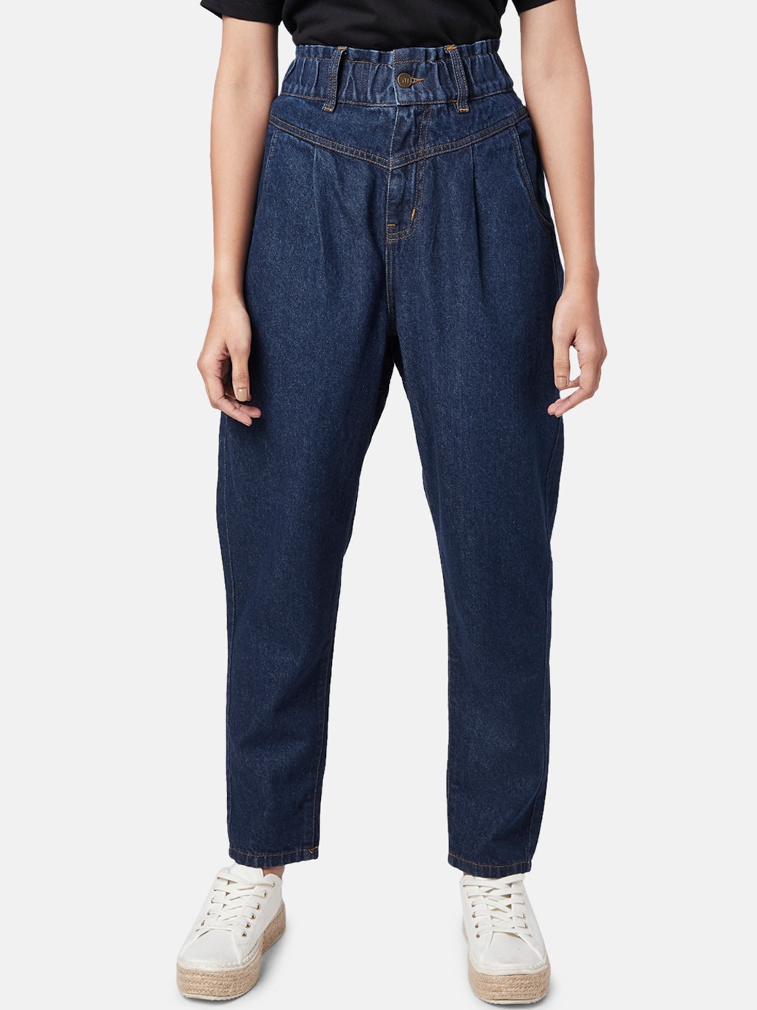 

YU by Pantaloons Women Blue Jogger High-Rise Cotton Jeans