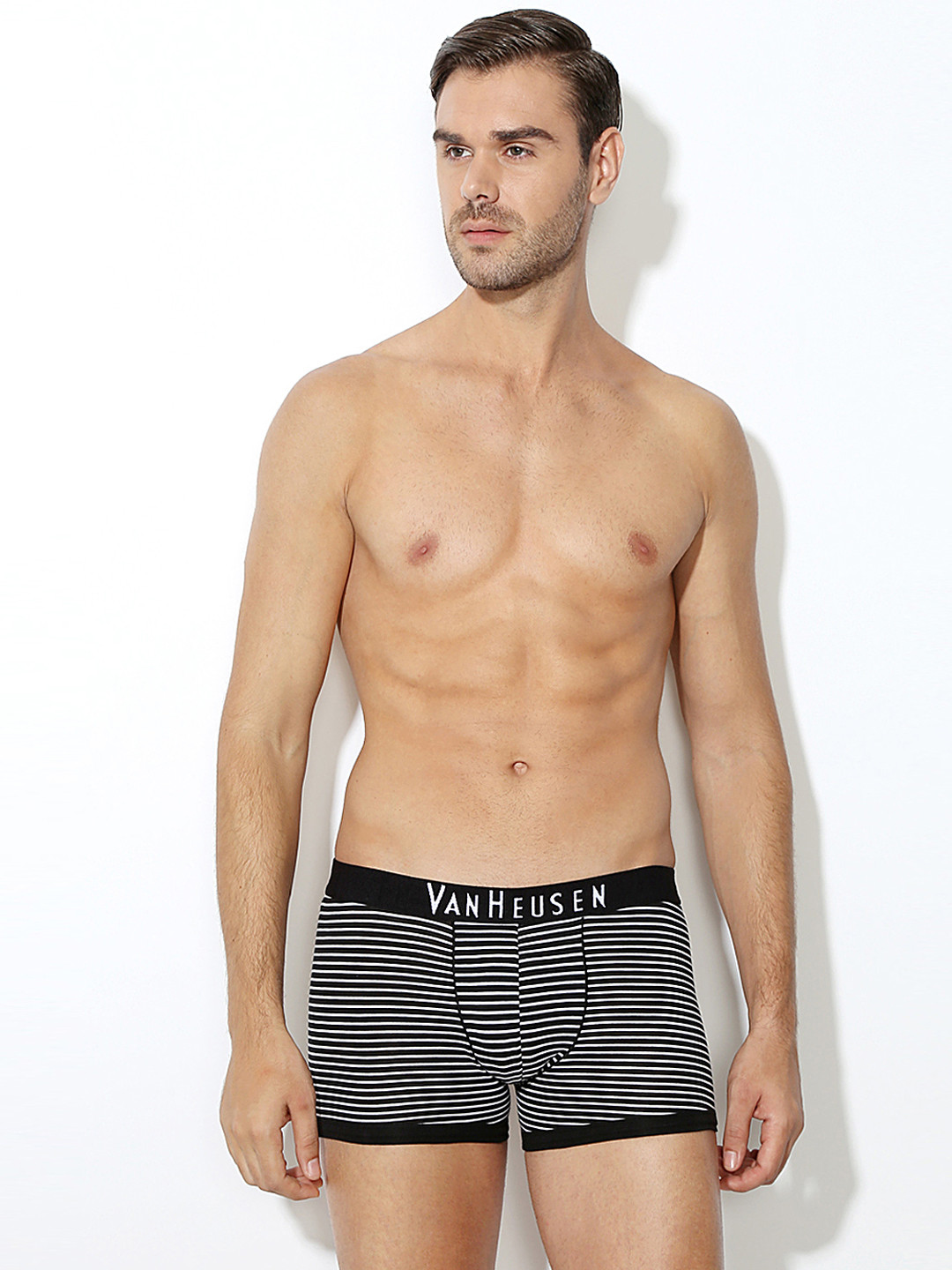 

Van Heusen Men Striped Colour Fresh No Ride Up Trunks 20043, Black