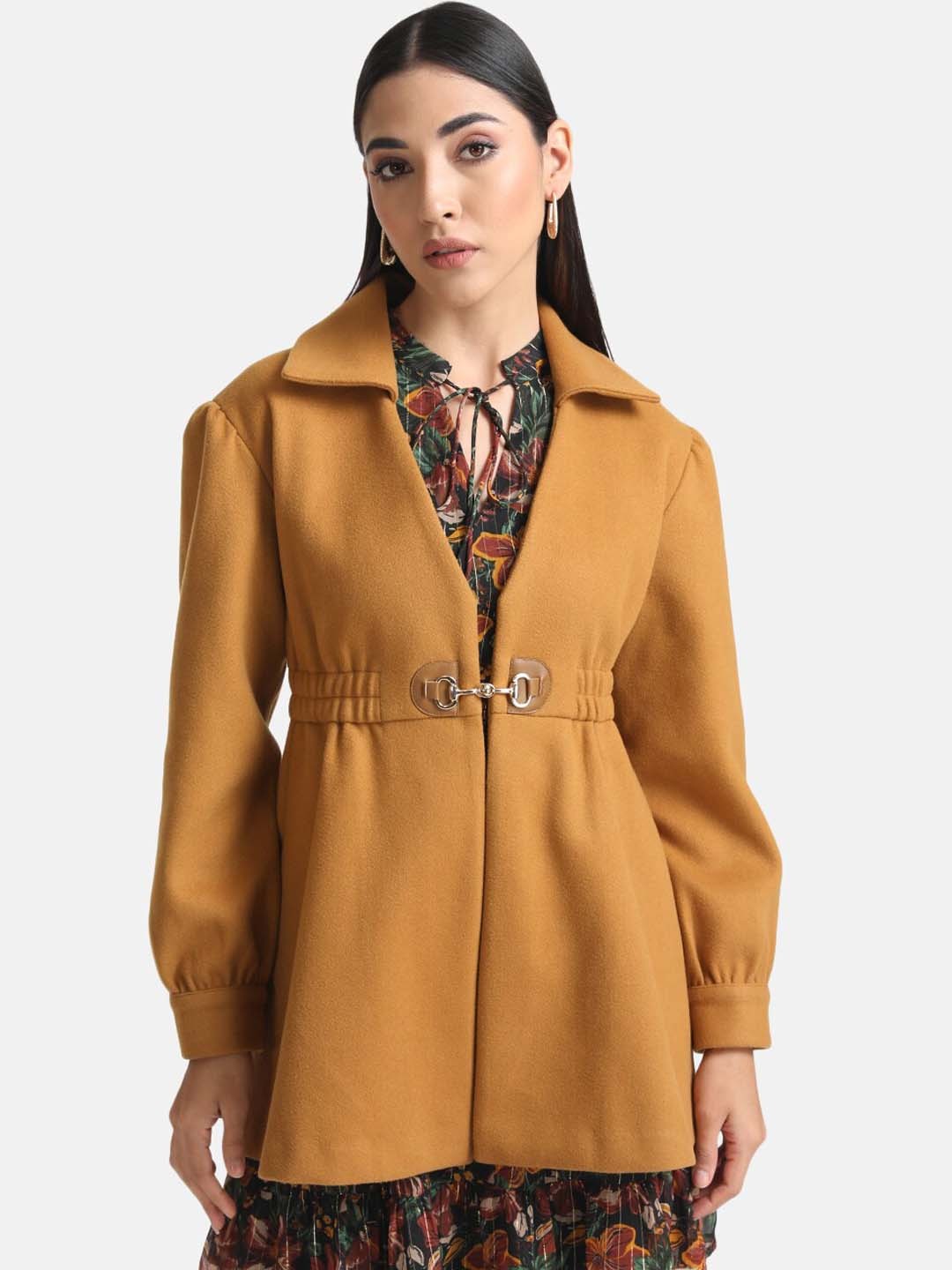 

Kazo Women Long Peplum Overcoat, Tan