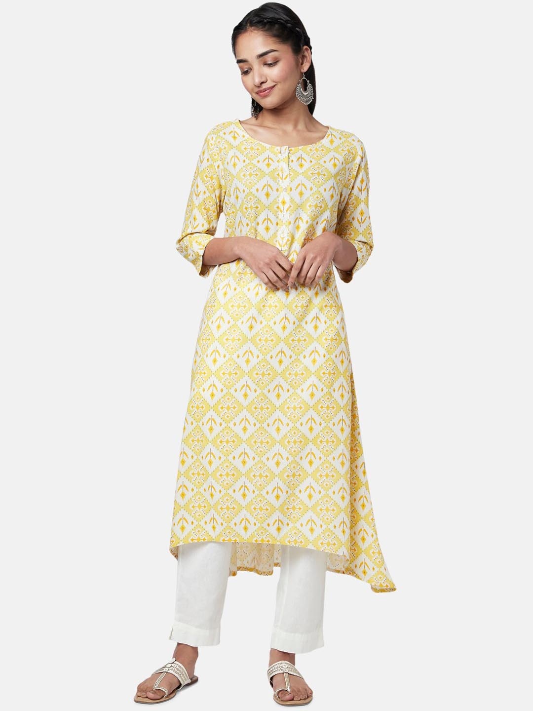 

YU by Pantaloons Floral Printed A-Line Kurta, Yellow