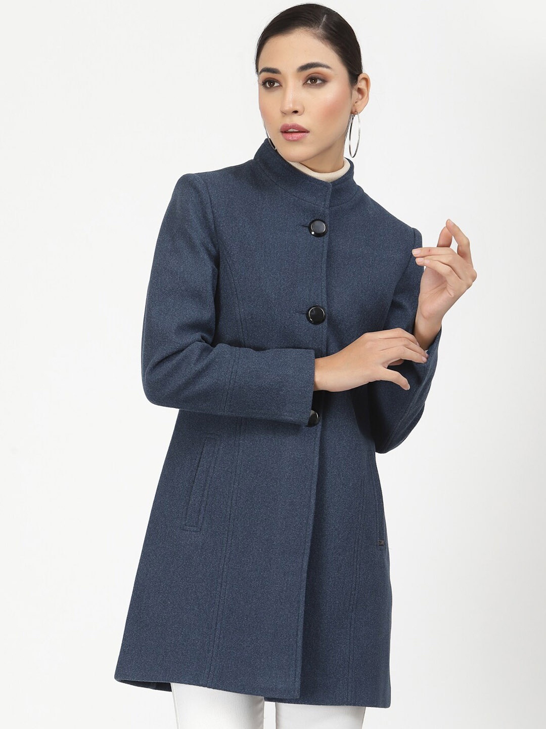 

Juelle Women Single-Breasted Winter Long Line Overcoat, Blue