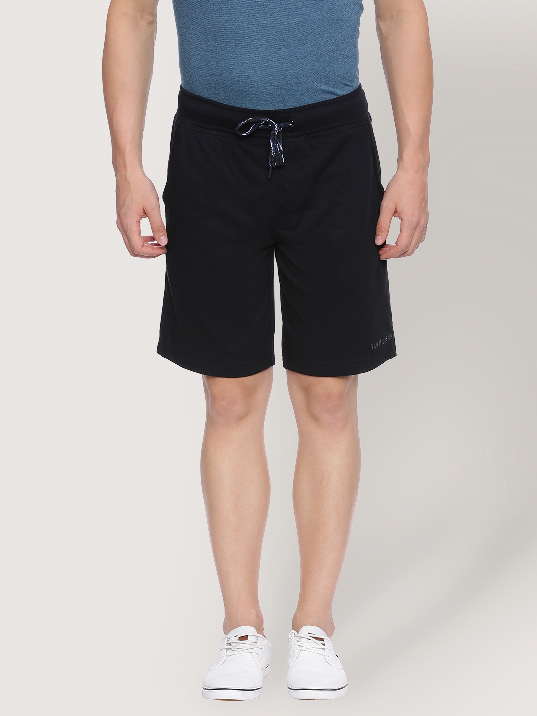 

Van Heusen Athleisure Men Solid Smart Tech Easy Stain Release Knit Shorts, Black