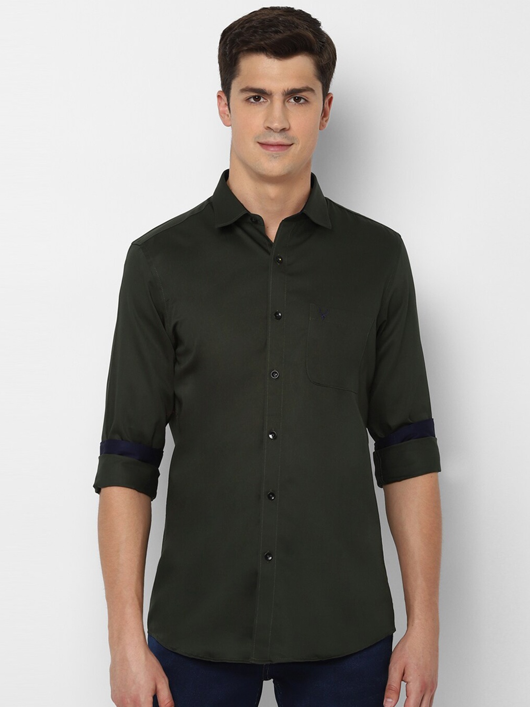 

Allen Solly Men Slim Fit Casual Cotton Shirt, Olive