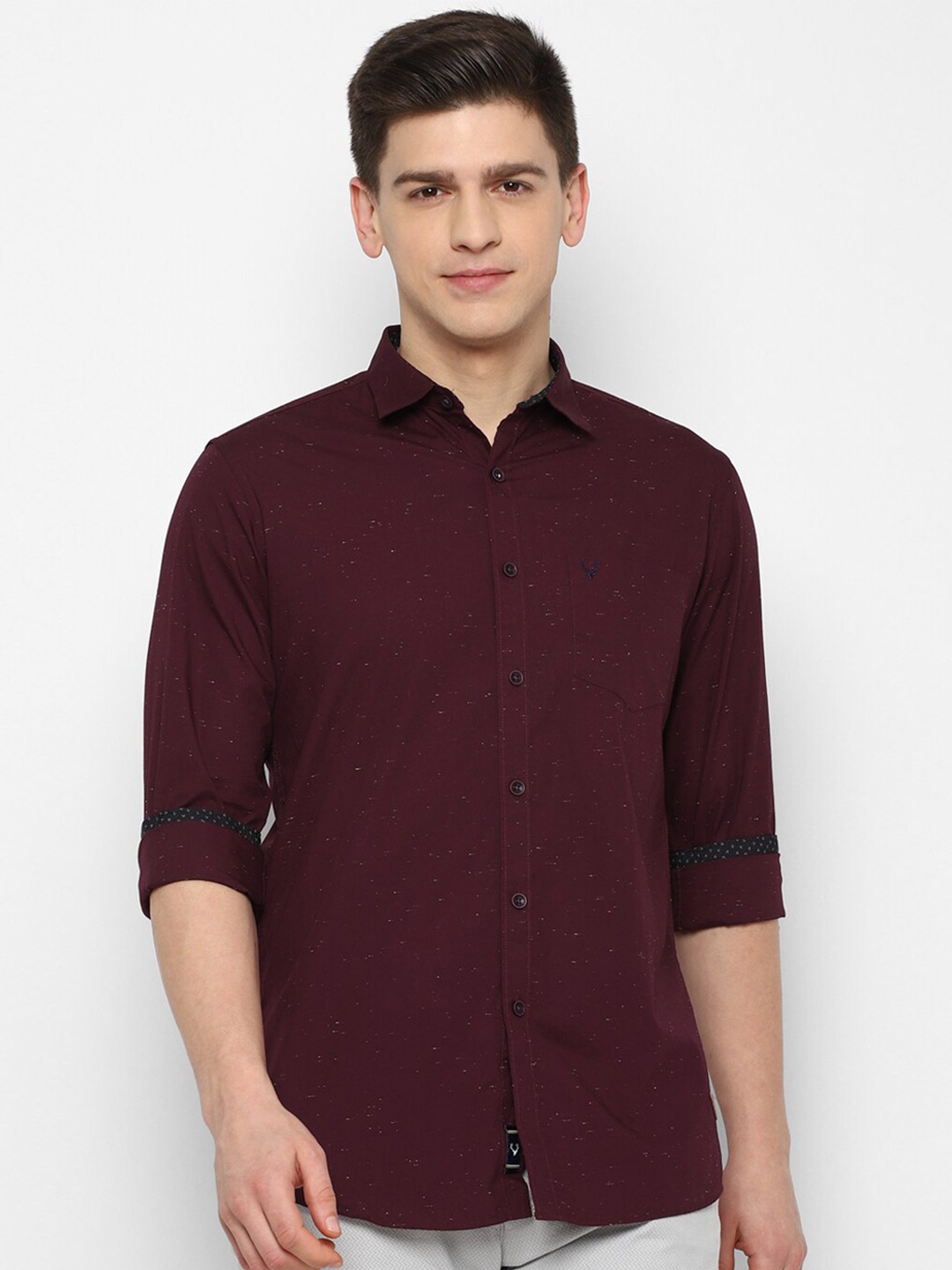 

Allen Solly Men Printed Cotton Slim Fit Casual Shirt, Maroon