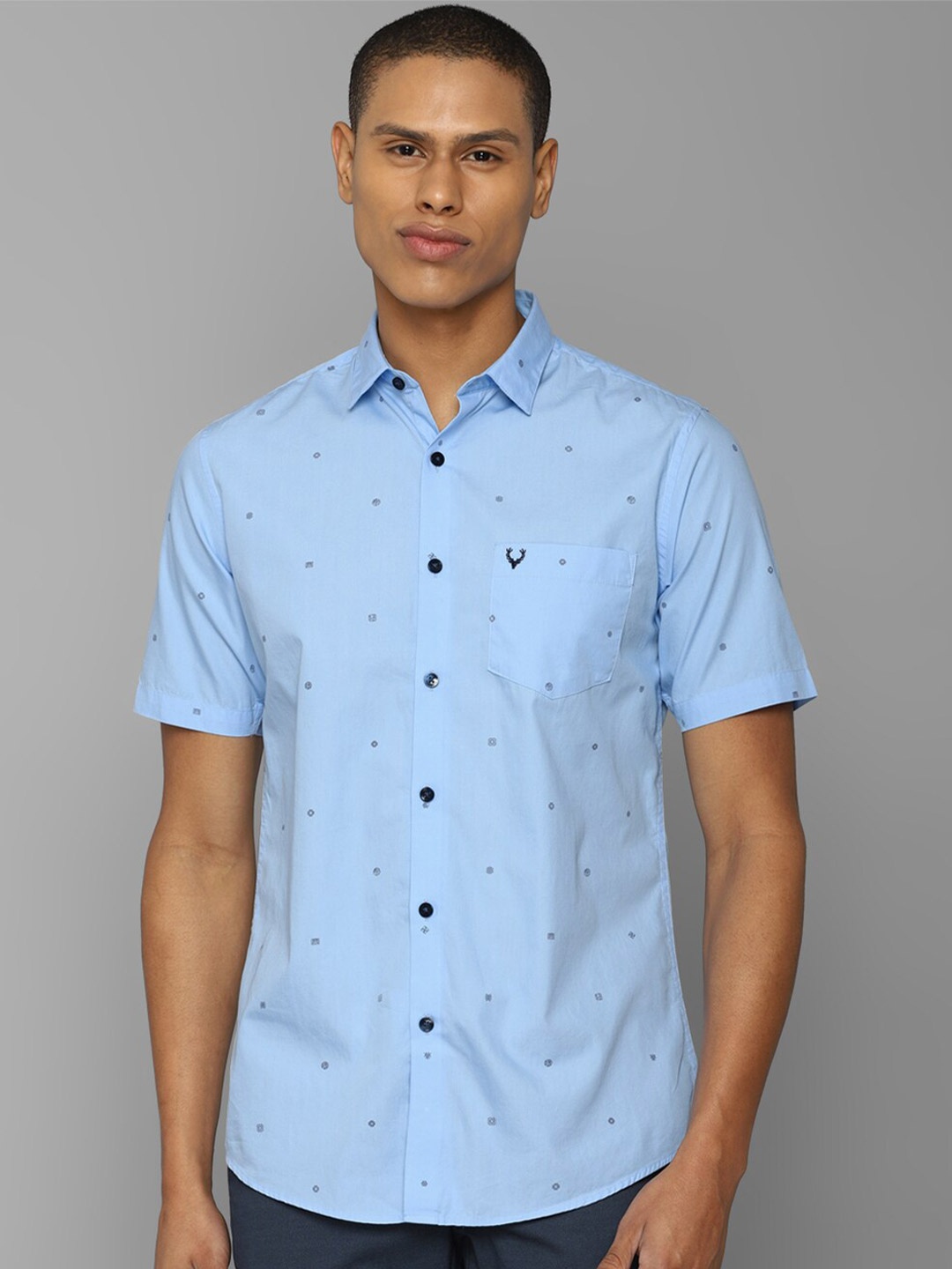 

Allen Solly Men Slim Fit Printed Cotton Casual Shirt, Blue