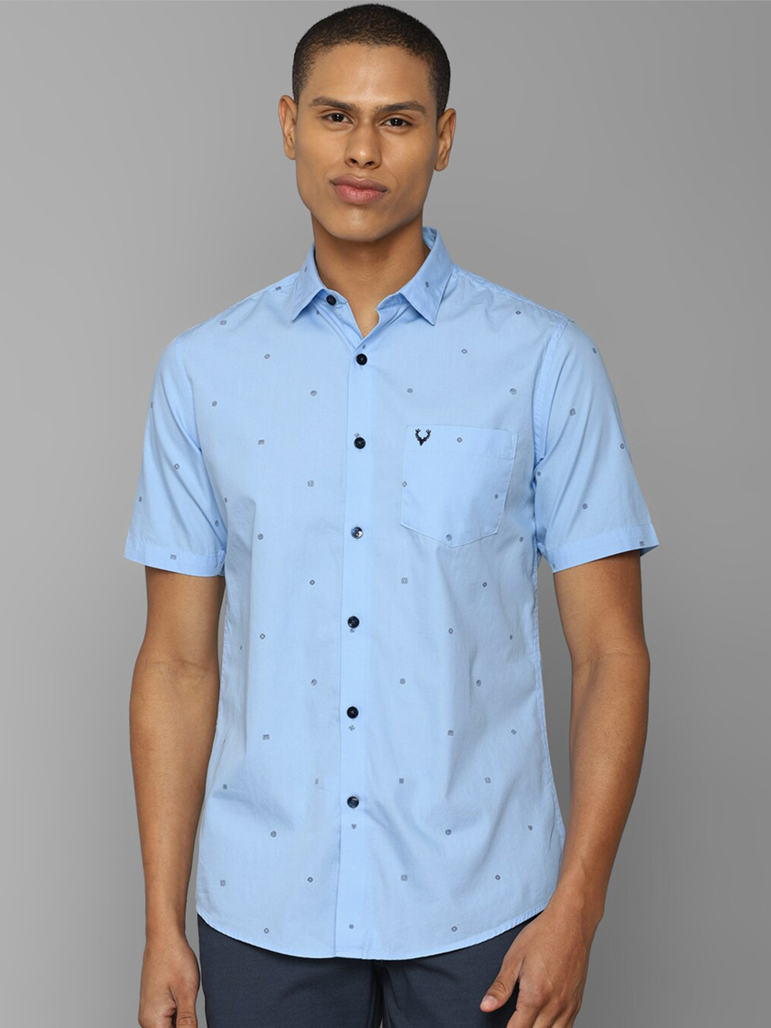 

Allen Solly Men Cotton Slim Fit Printed Casual Shirt, Blue